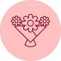 Flower Bouquet Line Circle Multicolor Icon vector