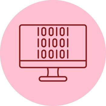 Binary Code Line Circle Multicolor Icon vector