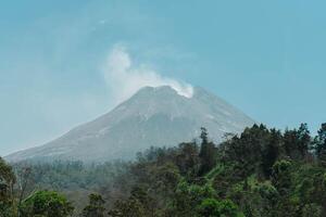 Drone View of Mount Merapi in Yogyakarta, Indonesia. photo