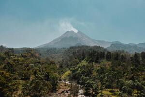 Drone View of Mount Merapi in Yogyakarta, Indonesia. photo