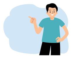 man showing pointing finger gesture to blank space vector