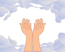 Moslem praying with open palm up vector