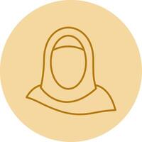 Hijab Line Circle Multicolor Icon vector