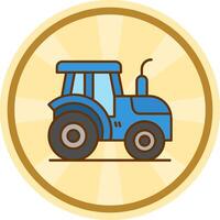 tractor cómic circulo icono vector