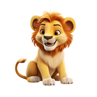 AI generated Artistic 3D Cartoon Lion Drawing Painting Illustration No Background Perfect for Print on Demand Digital Art png