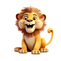 AI generated Artistic 3D Cartoon Lion Drawing Painting Illustration No Background Perfect for Print on Demand Digital Art png