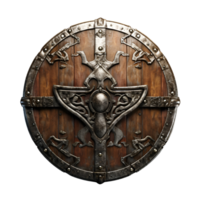 ai gerado medieval guerra escudo antigo escudo viking Guerreiro escudo europeu escudo não fundo png