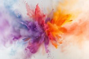 AI generated Holi Celebration, Vivid Powder Burst photo