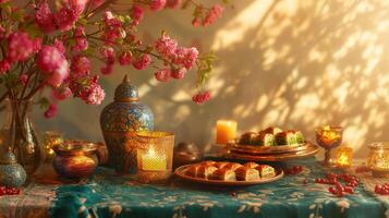 Diwali Feast, Lanterns, Flowers, and Sweets, Nowruz photo