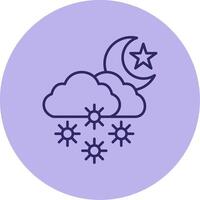 Night Snow Line Circle Multicolor Icon vector