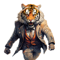 AI generated Artistic Style Tiger Man Humanlike Tiger No Background Perfect for Print on Demand png