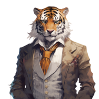 AI generated Artistic Style Tiger Man Humanlike Tiger No Background Perfect for Print on Demand png