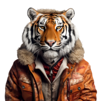 AI generated Artistic Style Tiger Man Humanlike Tiger No Background Perfect for Print on Demand png