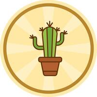 cactus cómic circulo icono vector
