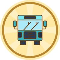 autobús cómic circulo icono vector