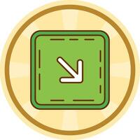 Down right arrow Comic circle Icon vector