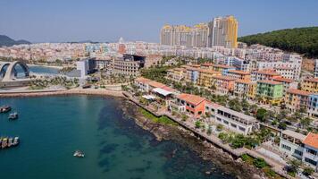 Coastal City Vibrance, Urban Seaside Aerial, Pho Quoc photo