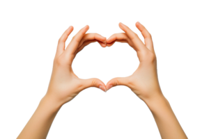 AI generated hands making heart shape on transparent background png