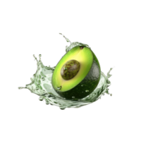 ai generado aguacate con chapoteo en transparente antecedentes png