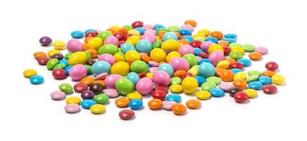 Colorful chocolate candy pills isolated photo
