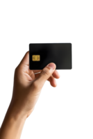 AI generated hand holding a credit card on a transparent background png