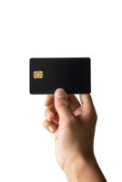 ai gegenereerd hand- Holding een credit kaart Aan een transparant achtergrond png