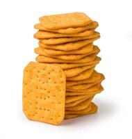 crackers on white background photo