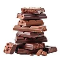 AI generated pile of chocolate bars on a transparent background png