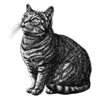 AI generated vintage cat animal illustration old engraving element style png