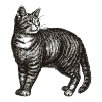 ai gerado vintage gato animal ilustração velho gravação elemento estilo png