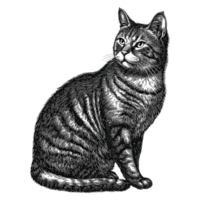 ai generado Clásico gato animal ilustración antiguo grabado elemento estilo png