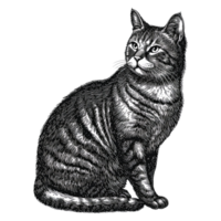 ai gerado vintage gato animal ilustração velho gravação elemento estilo png