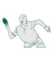 a man is holding a golf racket in his hand vector