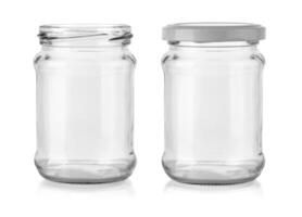 Empty glass jar isolated photo