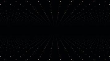 rör på sig genom abstrakt fraktal lysande punkt matris gitter. flyga in i geometrisk lysande punkt strukturera. simulerad långsam flyga igenom av vertikal stjärna ark i svart Plats. abstrakt trogen universum video