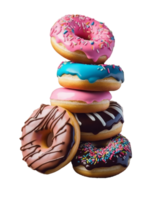 ai generiert ein Bündel von anders Donuts mit ein Alpha Kanal png