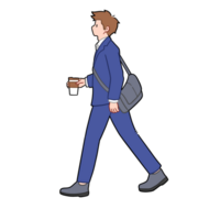 employé va à travail en portant café clipart png