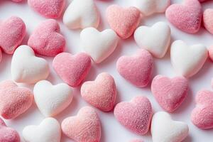 AI generated Valentines Day Candy Hearts Assortment Close Up photo