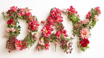 AI generated Floral Love Message on White Backdrop photo