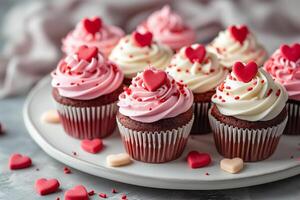 AI generated Valentines Delight, Chocolate Cupcakes Showcase photo