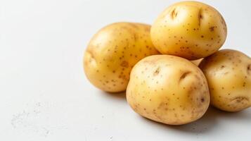 AI generated Whole Potatoes on White, Healthy Staples photo