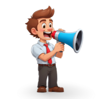 cartoon businessman shouting into a megaphone png