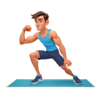 cartoon man doing exercises on a mat png