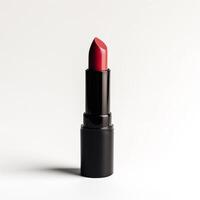 AI generated Red Lipstick Elegance on White Canvas photo