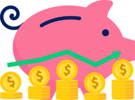 cerdito banco dorado moneda png