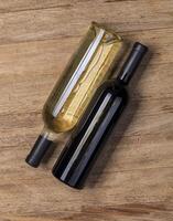 wine bottle  on wooden photo