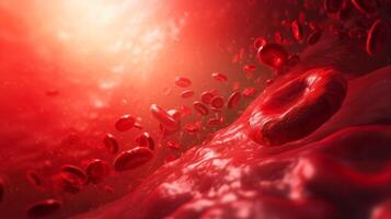 ai generado 3d rojo sangre células fluir animación foto