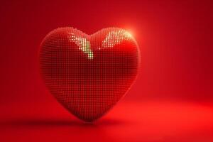 AI generated Pixel Love, 3D Red Heart Animation photo