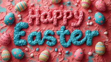 ai generado texturizado Pascua de Resurrección saludos y decorativo huevos foto