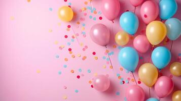 AI generated Pastel Balloon Festivity with Colorful Confetti photo